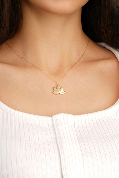 madissongold 14 Ayar Altın Minimalist Lotus Çiçeği Kolye