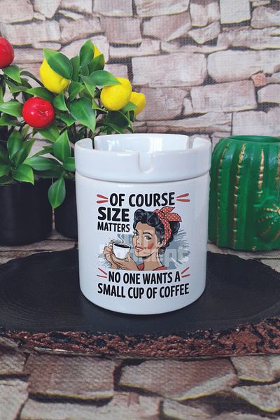 giftkonsept No One Wants a Small Cup of Coffee Summer Themed Printed Ceramic Lid Odorless Ashtray