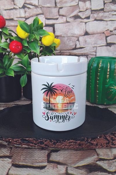 giftkonsept Love Summer Sunset Summer Themed Printed Ceramic Lid Odorless Ashtray