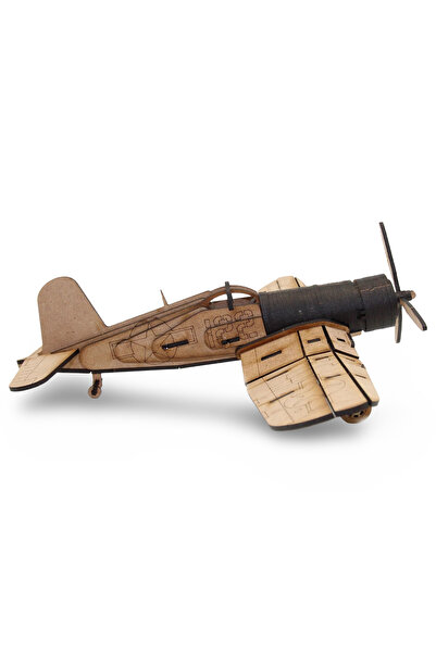 ALGWOOD Vought F4U Ahşap Uçak Maketi - Ahşap Uçak Puzzle - 100 Parça 3D Ahşap Puzzle
