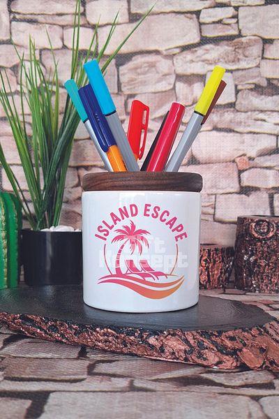 giftkonsept Suport pentru stilou din ceramică cu imprimeu Island Escape Organizator de birou