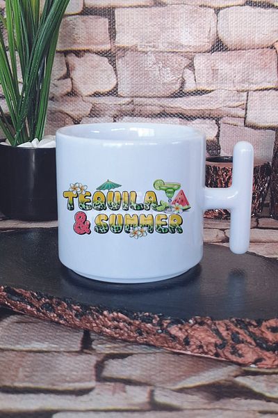giftkonsept Tanned Tipsy Printed t Handle Latte Cup Mug Cup