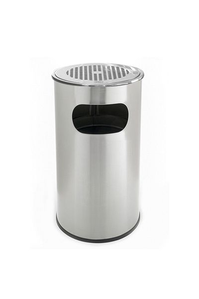 Raki Chromed waste bin with round ashtray for hotel 30l. 29.5xh60.5cm