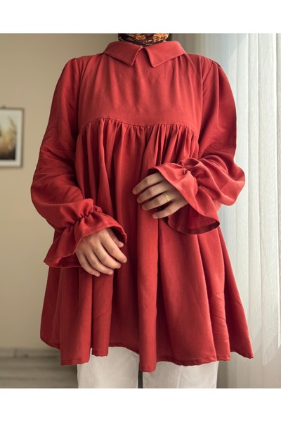 Mina Terzi&Butik Cotton Ruffle Sleeve Robe Tunic