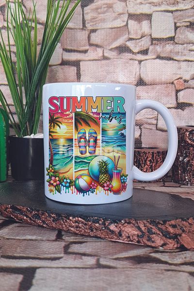 giftkonsept كوب هدية مطبوع عليه شاطئ Summer Vibes