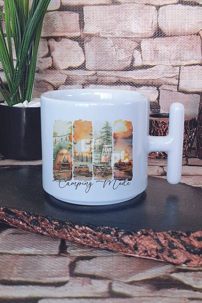 giftkonsept Camping Fashion Printed t Handle Latte Cup Mug Cup