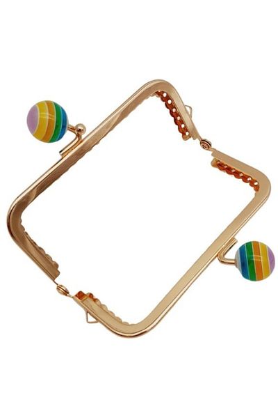 Yumuşakkeçe Bag Accessory 10.5cm Colorful Candy Headed Rectangular Wallet Bag Clip Brooches Gold Color Metal