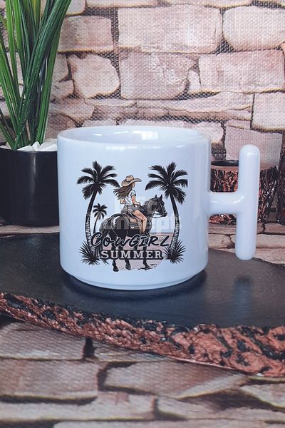 giftkonsept Cowgirl Summer Printed t Handle Latte Cup Mug Cup