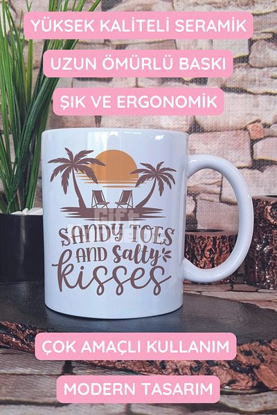 giftkonsept Sandy Topes and Salty Kisses Printed Gift Mug