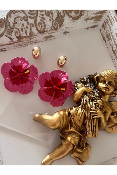 Aka Zr Model Double Metal Flower Earrings