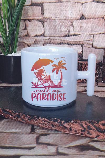 giftkonsept Call Me Paradise Printed t Handle Latte Cup Mug Cup
