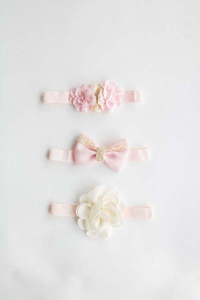 Magu Baby Girl Cotton 3-Piece Flower and Lace Bow Bandana Set