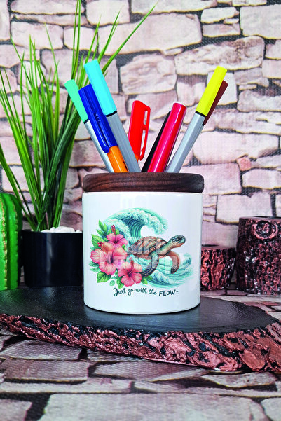 giftkonsept Suport pentru stilou din ceramică imprimat Just Go With The Flow ...