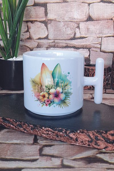 giftkonsept Colorful Ocean Flowers Printed t Handle Latte Cup Mug Cup