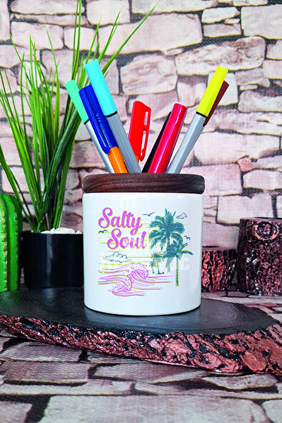 giftkonsept Керамичен държач за моливи с принт Salted Soul, настолен органайзер