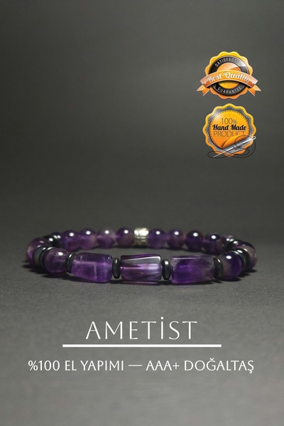 EASTERN PRINCE El Yapımı 8 mm Ametist Özgün Tasarım Bileklik Kadın Erkek Unis...