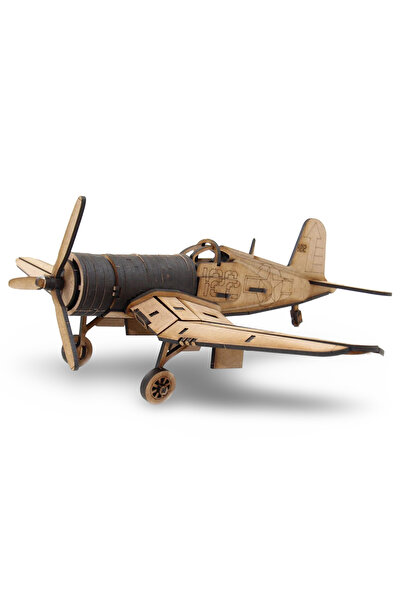 ALGWOOD Vought F4U Ahşap Uçak Maketi - Ahşap Uçak Puzzle - 100 Parça 3D Ahşap Puzzle