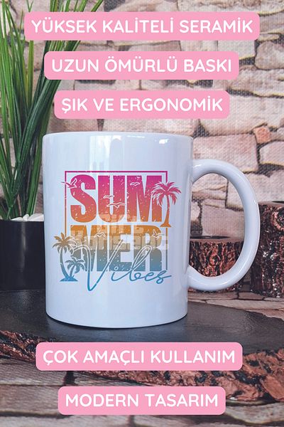 giftkonsept Retro Summer Vibes Palm Printed Gift Mug