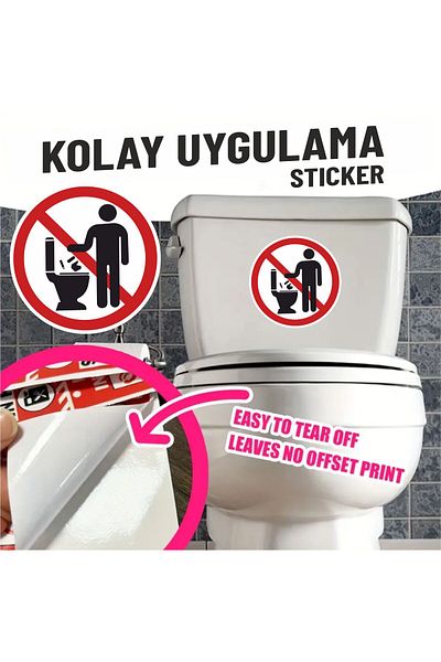 zafrakreklam Wc Toilet Warning Diversion Sticker Foil Label 12 Pcs 10 cm