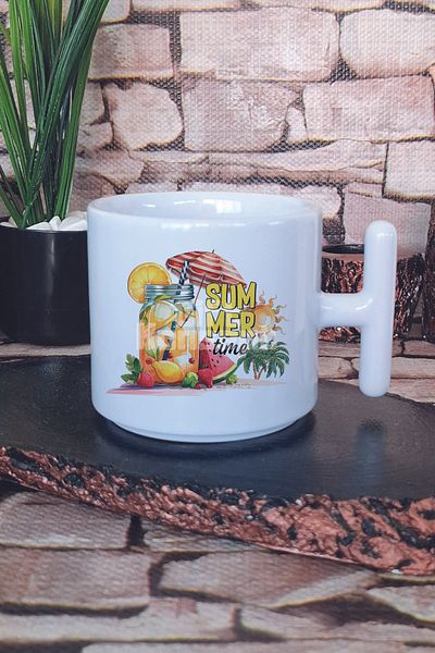 giftkonsept Summer Vibes Cocktails Printed t Handle Latte Cup Mug Cup