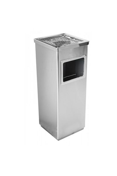 Raki Chromed hotel trash can with ashtray 24x24xh62cm