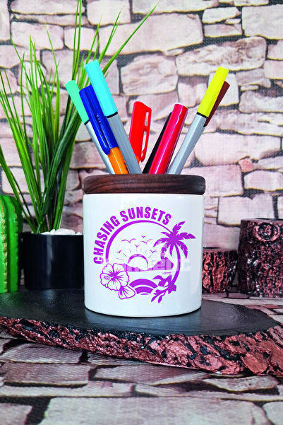 giftkonsept Suport pentru stilou din ceramică cu imprimare retro Chasing Sunsets Organizator de birou