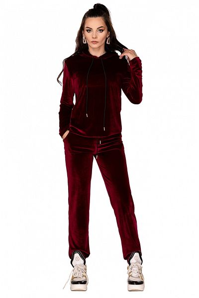 Atmosphere Fashion Burgundy velvet tracksuit