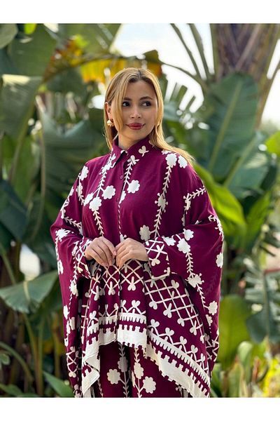 369 etnik butik Ethnic Patterned Oversize Loose Suit - Shirt & Trousers 2-Piece Suit