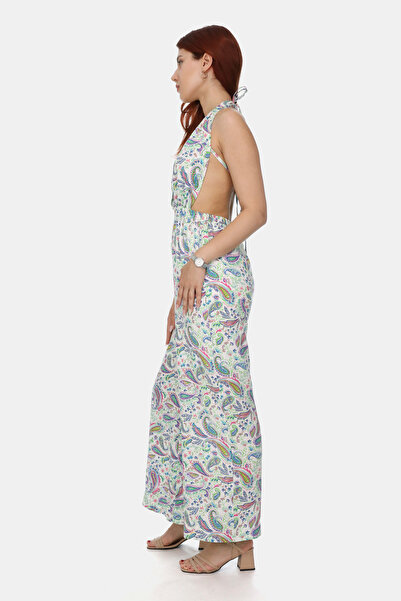 J&KSTORES Floral Jumpsuit with Rope Detail and Neck Tie
