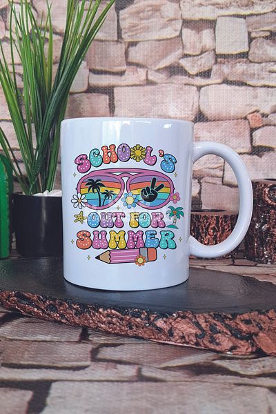 giftkonsept Schools Out for Summer Doodle Printed Gift Mug