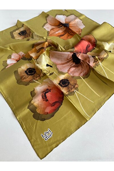 Levidor Tivil Φουλάρι από καθαρό μετάξι 48987 Λαδί πράσινο μεικτό σχέδιο