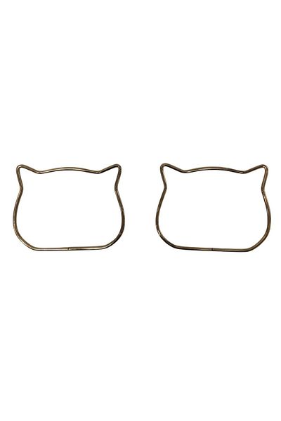 Yumuşakkeçe Cat Model Metal Bag Handle Double 11 cm Gold Color