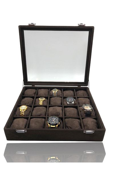 Dijital Çarşı Diji 20 Watch Box Watch Case Suede Brown Inside Brown Coffee Padded