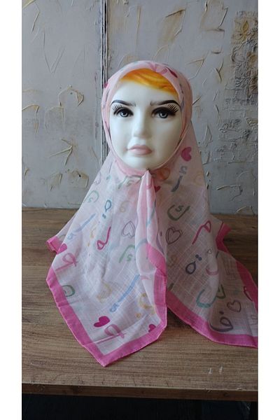Nilbutik Girl's Themed Cotton Children's Scarf 80*80cm