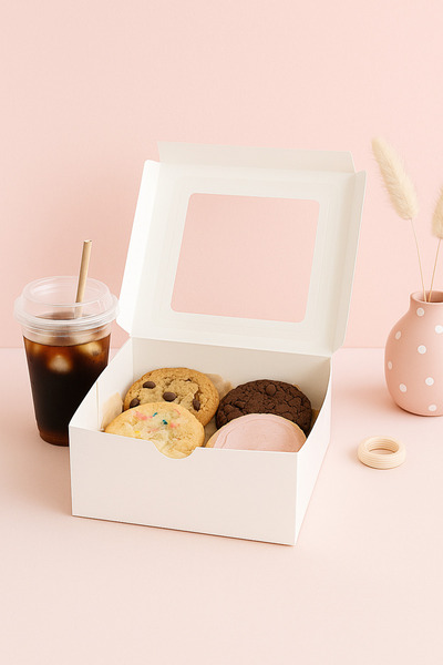 dandeliondesign Kurabiye Kutusu - Asetat Pencereli Pasta Kutusu 5 Adet