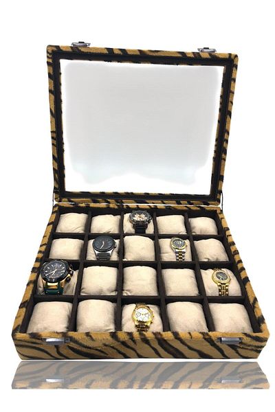 Dijital Çarşı Diji 20 Watch Box Watch Case Tiger with Coffee Cream Padded Inside