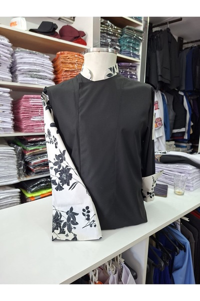 PERSONELİTY سترة طباخ منقوشة بأكمام سوداء