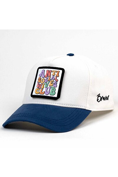 Braver Collection Braver Beyaz/Gece Mavi Antisocial Patch Şapka
