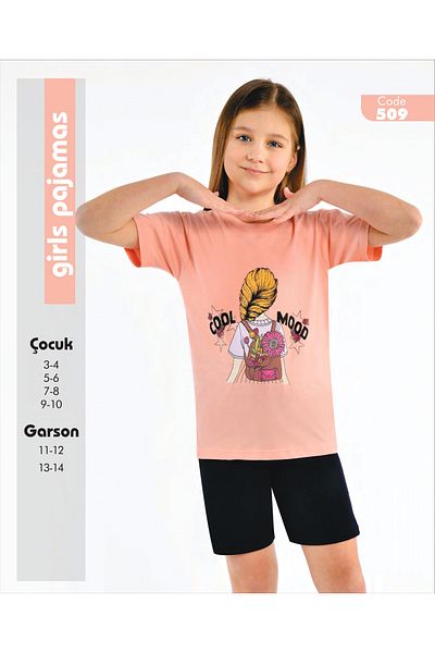 MODA YILDIZ Girl's t-shirt shorts set orange