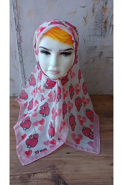 Nilbutik Girl's Pink Strawberry Themed Cotton Children's Scarf 80*80cm