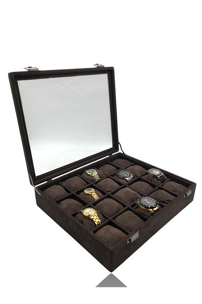 Dijital Çarşı Diji 20 Watch Box Watch Case Suede Brown Inside Brown Coffee Padded