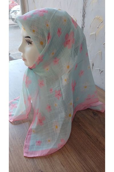 Nilbutik Girl's Pink Strawberry Themed Cotton Children's Scarf 80*80cm