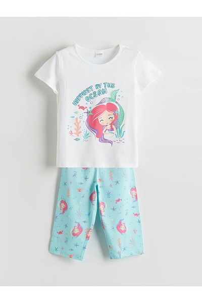 LC Waikiki Set pijamale Capri pentru fete cu gât crew pentru sezon nou - S5HY52Z4