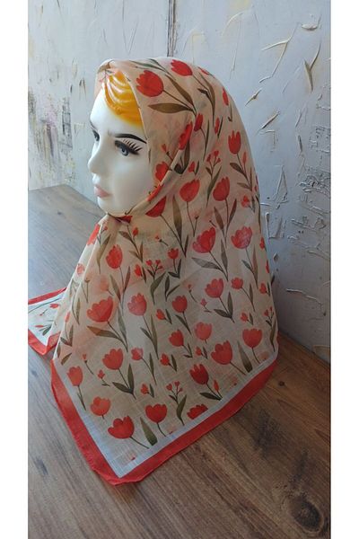 Nilbutik Girl's Pink Strawberry Themed Cotton Children's Scarf 80*80cm