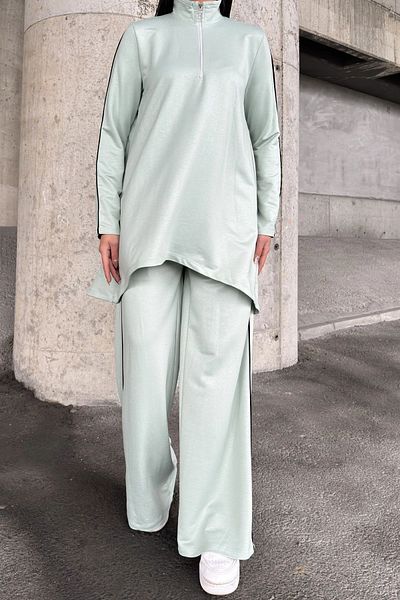 NEW LAVİVA Women's Piping Detailed Turtleneck with Elastic Waist Two Thread Bottom Top Suit Suitable for Hijab 700-3670