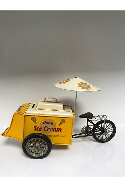 NOSTALJİM Decorative Metal Ice Cream Cart Ice Cream with Savings Bank