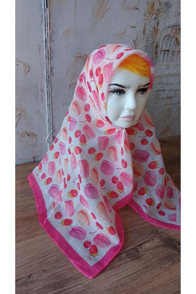 Nilbutik Girl's Themed Cotton Children's Scarf 80*80cm