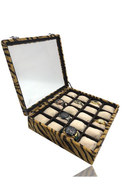 Dijital Çarşı Diji 20 Watch Box Watch Case Tiger with Coffee Cream Padded Inside