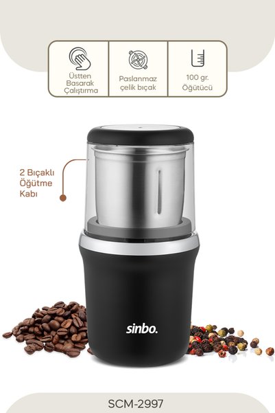 Sinbo SCM-2997 KAHVE-BAHARAT ÖĞÜTÜCÜ KROM - PH