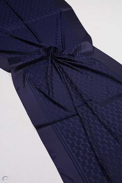 PİRAMİT Pyramid Self Patterned Jacquard Shawl - Pattern-03 - Navy Blue